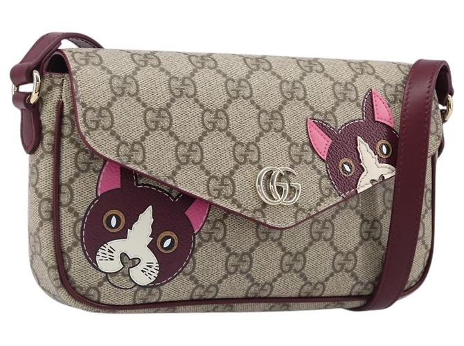 Borsa a tracolla GUCCI GG Supreme PVC Beige Gold 818764 Auth 200784M D'oro