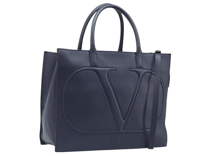 Borsa VALENTINO in pelle 2way Navy Gold Auth 202206V D'oro Blu navy
