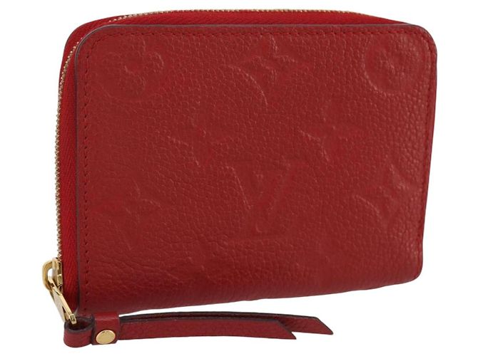 LOUIS VUITTON Monogram Empreinte Zippy Coin Purse Wallet Red M63696 Auth 205146M Rosso