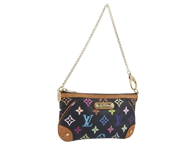 LOUIS VUITTON Monogram Multicolor Pochette Mila MM Black M60097 LV Auth 204383V Nero