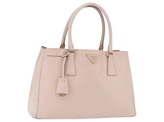 PRADA Galleria Hand Bag Safiano Pink Gold Auth 204365 Golden