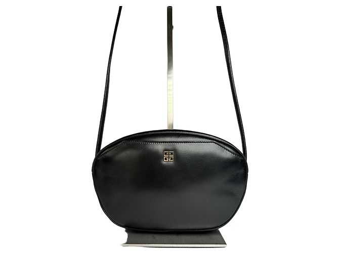 Vintage Givenchy 4G Logo Flap Crossbody Bag c. 1980s Black Gold