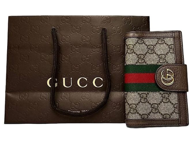 Vintage Gucci GG Supreme Bifold Wallet c. 2010s Beige Brown