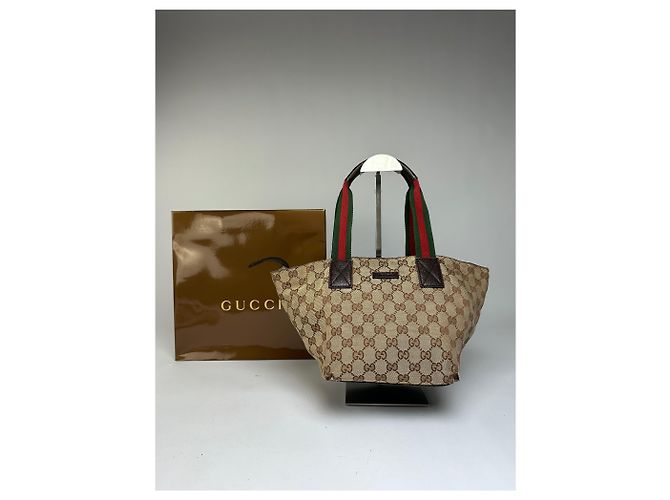Vintage Gucci GG Supreme Structured Top-Handle Bag c. Late 2000s Beige Brown