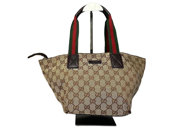 Sac à main structuré Vintage Gucci GG Supreme avec poignée supérieure c. fin des années 2000 Beige Brown