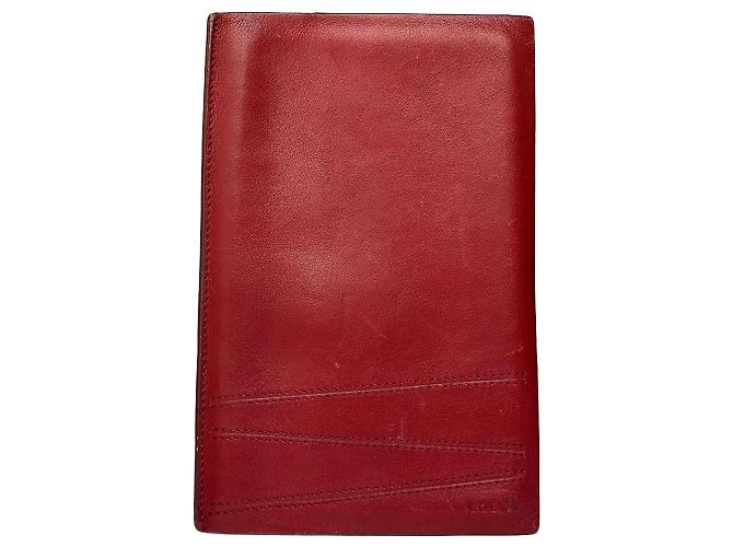 Vintage Loewe Bifold Wallet Red Leather Silver-Tone