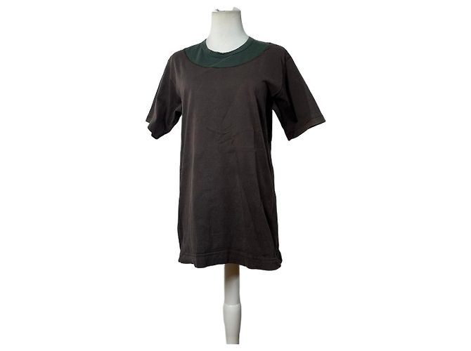 T-shirt Vintage Issey Miyake en mélange de coton Marron foncé Olive L