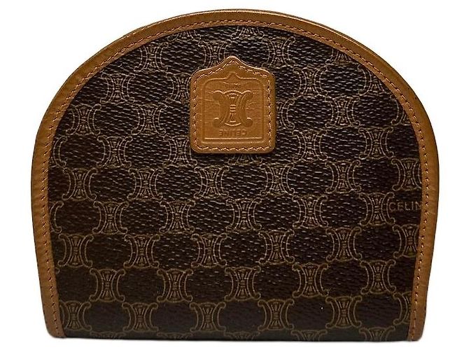 Edge Céline Vintage Celine Macadam Canvas Mini Wallet Late 1980s Brown Tan