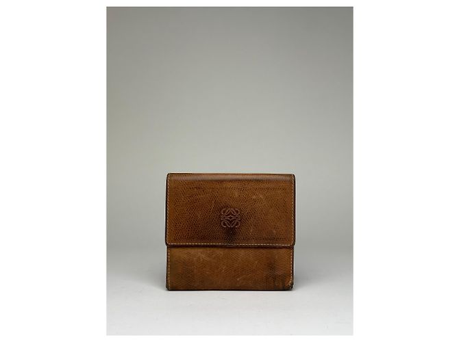 Vintage Loewe Grained Leather Bifold Wallet Late 1990s Brown