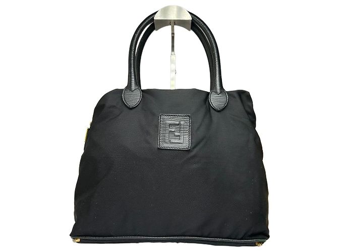 Vintage Fendi Structured Nylon Top-Handle Bag Late 1990s Black