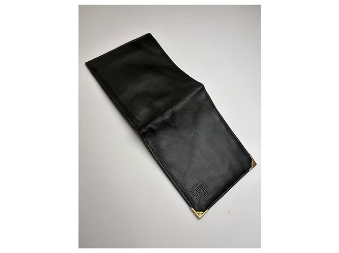 Vintage Givenchy 4G Logo Bifold Wallet c. Late 1970s Black Gold