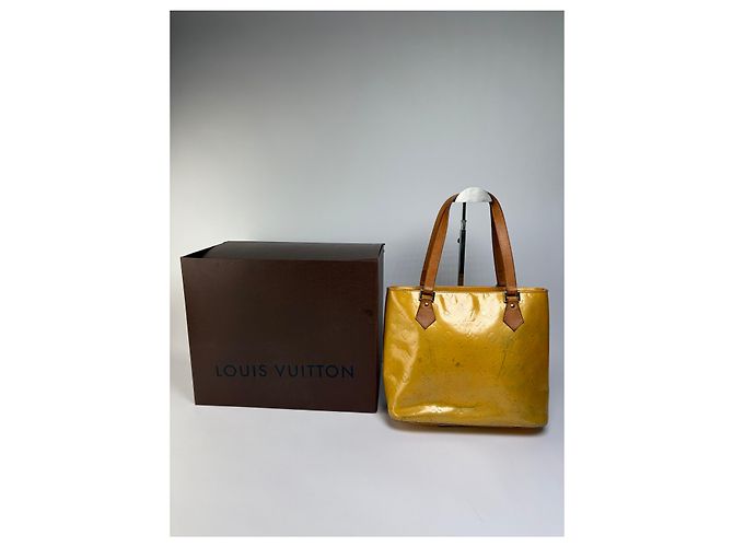 Sac Tote Vintage Louis Vuitton Monogram Vernis Patent Fin 1990s Yellow Amarelo