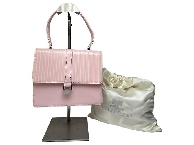 Vintage Courreges Flap Crossbody Bag Light Pink Leather c. Early 2000s