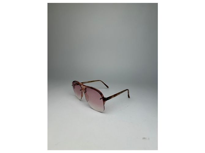 Occhiali da sole aviator Vintage Givenchy 4G Logo c. fine anni '70 Tartarugato rosa