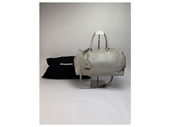 Autre Marque Sac à main structuré en cuir grainé Vintage Jil avec poignée supérieure c. 2010 Gris clair