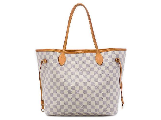 Saco Tote Louis Vuitton Damier Azur Neverfull MM branco