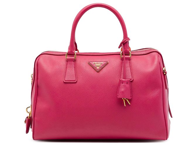 Bolsa Bowler Conversível Prada Saffiano Lux Rosa
