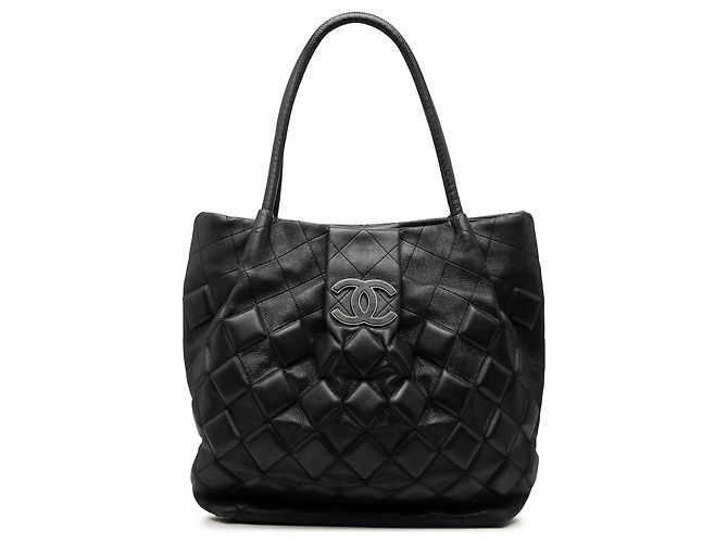 Saco Tote Sloane Square Chanel CC em pele de vitelo acolchoada preta Preto