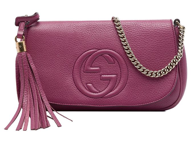 Bolsa Tiracolo Soho Chain Gucci Medium em Pele de Bezerro Roxa Roxo