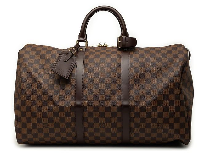 Borsa da viaggio Louis Vuitton Damier Ebene Keepall 50 Marrone