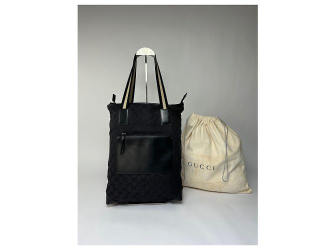 Borsa Tote Vintage Gucci GG Canvas Primi anni 2000 Nero