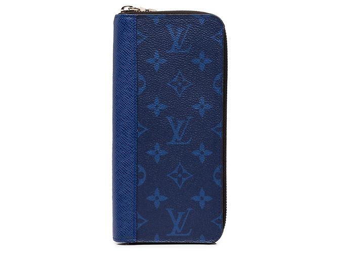 Blue Louis Vuitton Monogram Taigarama Zippy Vertical Wallet Long Wallets