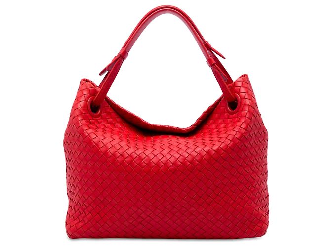 Tote Garda Medium in Nappa Intrecciato rossa Bottega Veneta Rosso