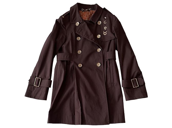 Trench Gucci marrone con dettaglio Horsebit