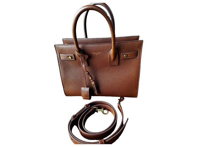 Autre Marque Saint Laurent Mala SDJ Soft Bo em couro castanho Marrom