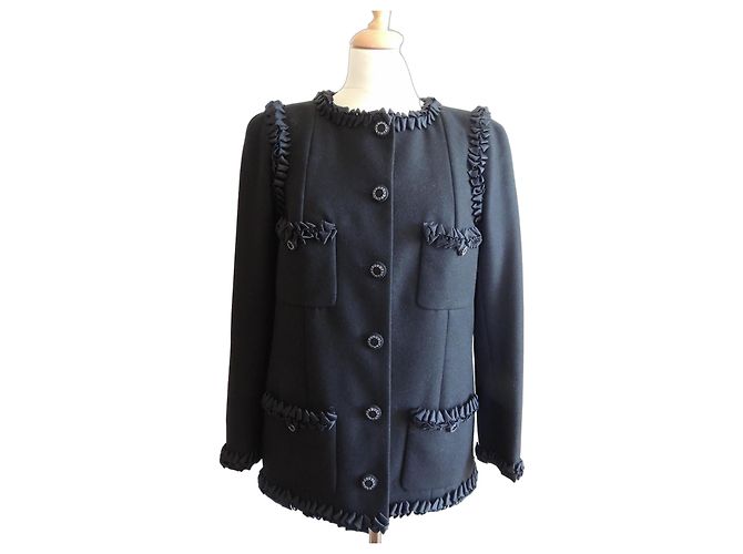Chanel Black Wool-Cashmere Jacket Size 40