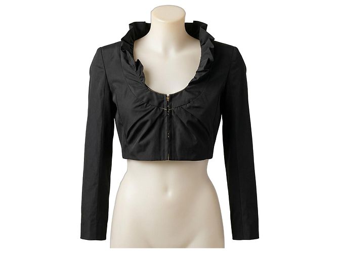 Pinko Black Ruffled Cropped Jacket