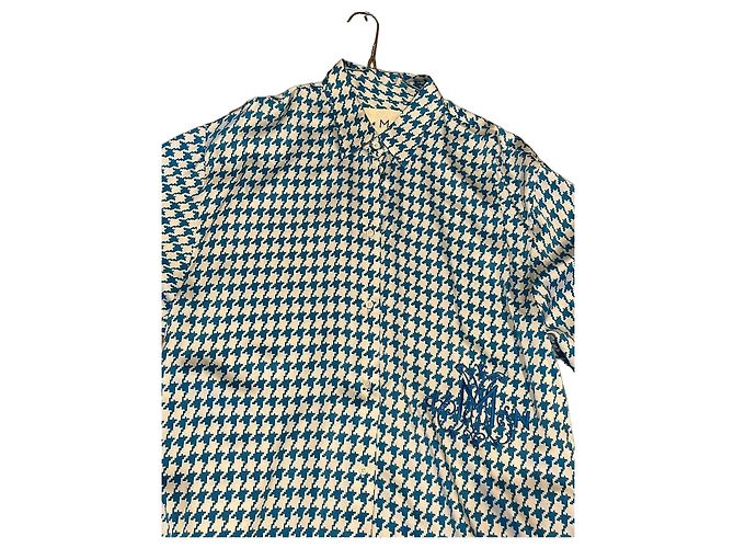DMN Camicia a motivo pied-de-poule blu e bianco