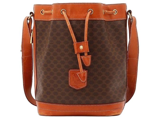 Céline Celine Borsa a Secchiello in Tela Macadam Marrone