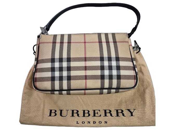 Borsa a spalla Burberry Nova Check Marrone Beige