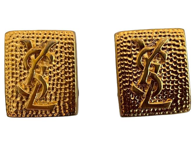 Orecchini Yves Saint Laurent YSL Monogram placcati in oro D'oro