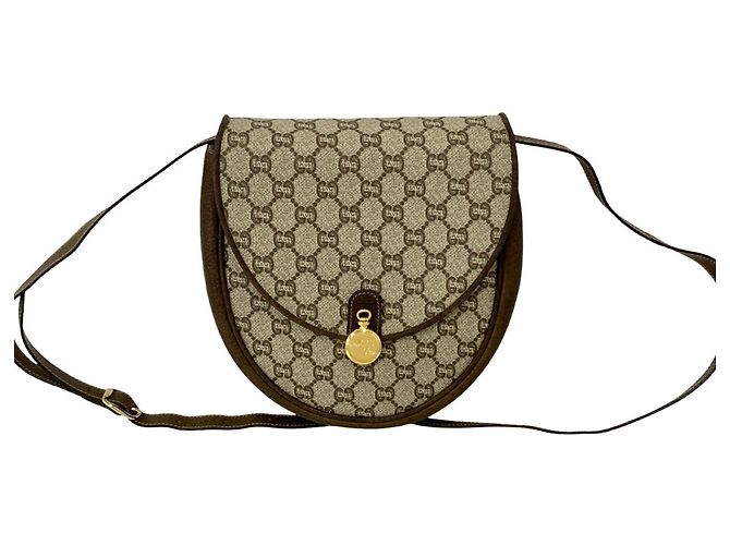 Sac à épaule mini en cuir Gucci Vintage Plus Logo Pattern Marron