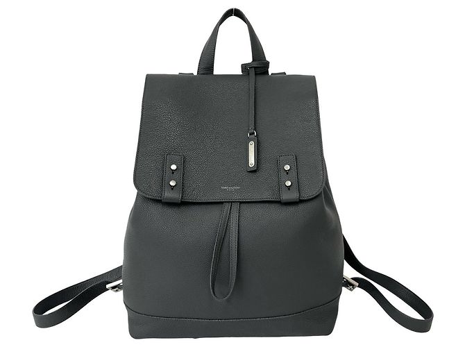 Yves Saint Laurent grauer Lederrucksack Braun