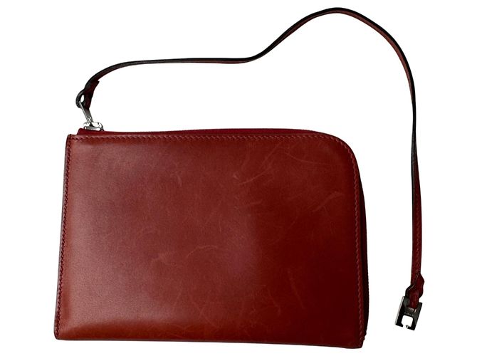 Hermès Hermes Red Leather Card Case