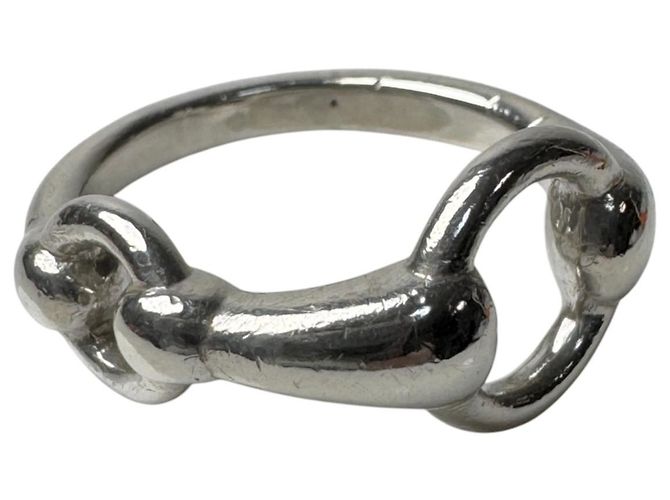Ring Hermès Anel Faixa Horsebit em Prata Hermes