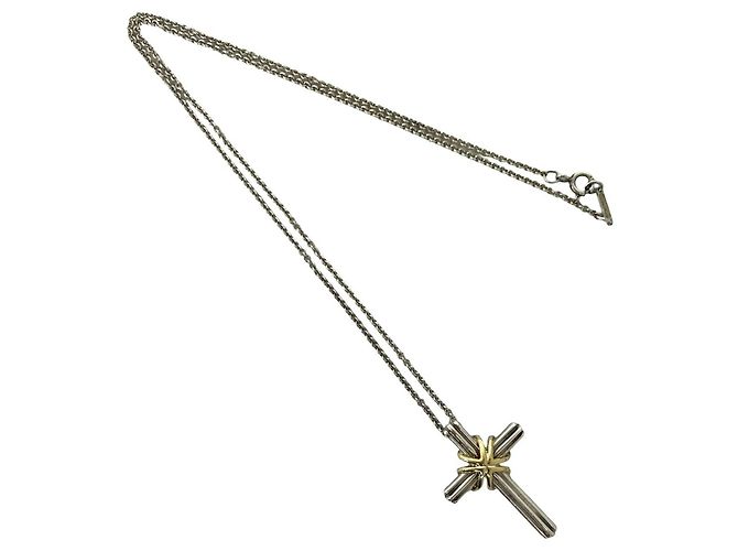 Autre Marque Collana Croce Tiffany Vintage Signature Argento D'oro