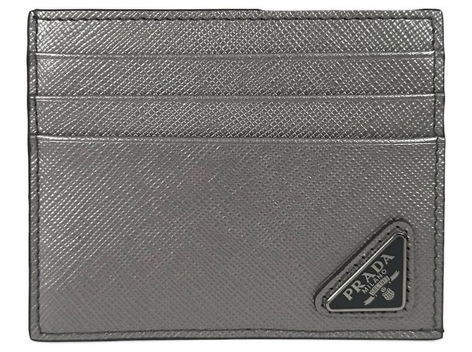 Prada Kartenetui aus Saffiano-Leder Silber