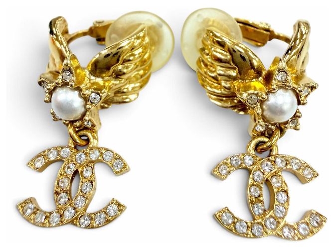 Timeless Orecchini a clip Chanel Coco Mark Star Eco Pearl Rhinestone D'oro
