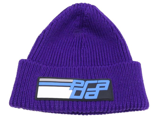 Gorro de malha de lã roxo Prada