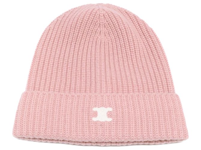 Triomphe Céline Celine Kaschmir-Strickmütze in Pink