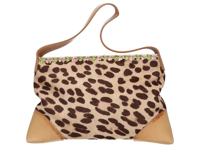 Dolce & Gabbana Sac à main en cuir imprimé léopard D&G Beige