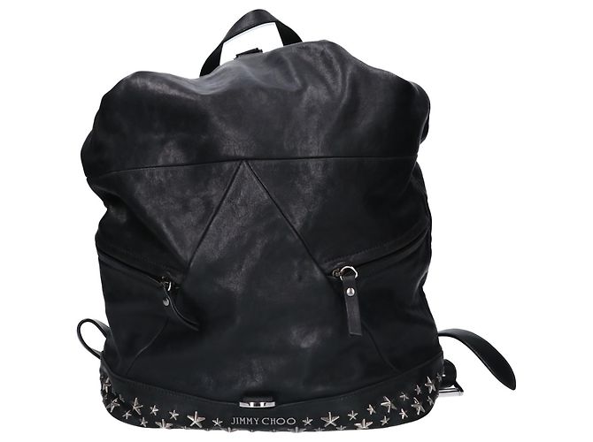 Jimmy Choo Fitzroy Star Studded Leather Backpack Black