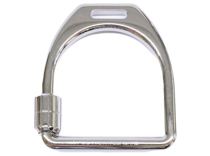 Hermès HERMES Etrier Keychain in Silver Silvery