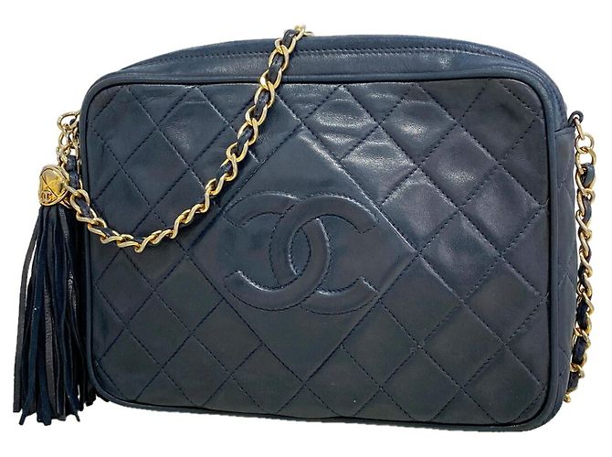 Borsa a tracolla Chanel Matelassé Navy Blu navy