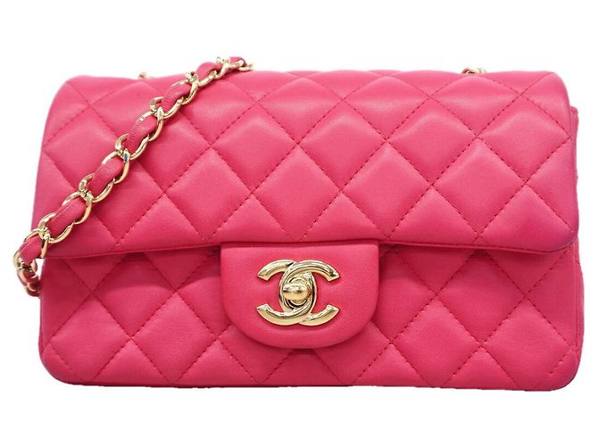 Bolso de hombro Chanel Mini Matelassé con cadena Rosa