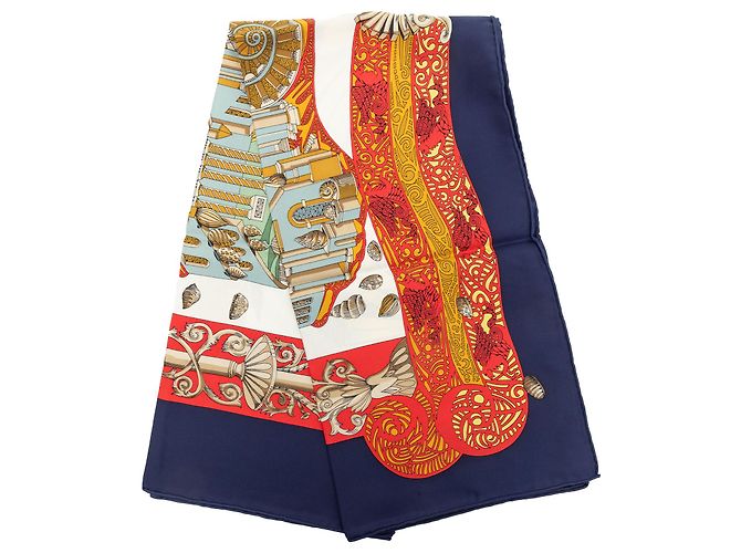 Hermès Blue L Atlantide Seidentuch 90 Blau Marineblau